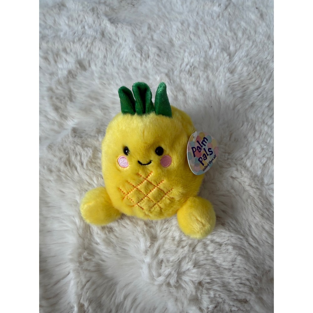 Aurora Palm Pals Plush 5" Yellow Happy Pineapple NWT Tropical Kawaii Toy